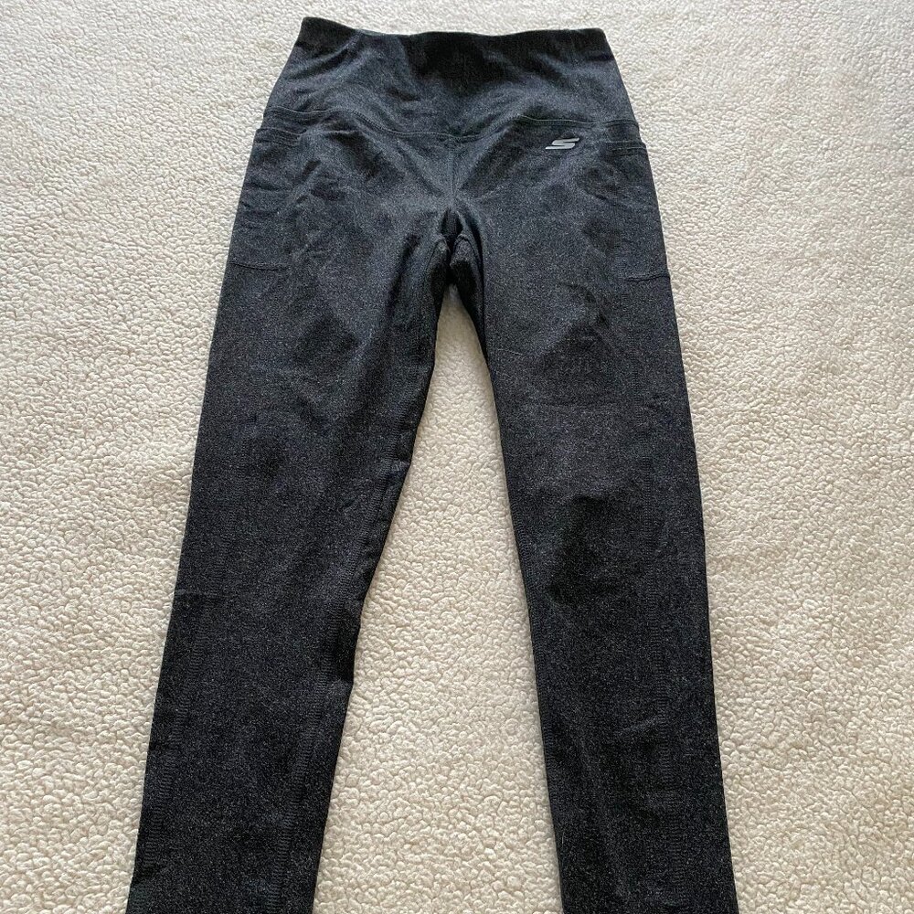 Skechers, Heathered Dark Gray Leggings, Small